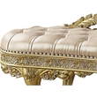 ACME Cabriole Wooden Upholstered Tufted Bench in Light Gold and Gold
