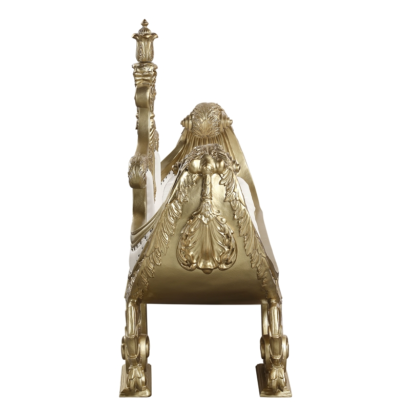 ACME Bernadet Wooden Upholstered Tufted Bench in Gold