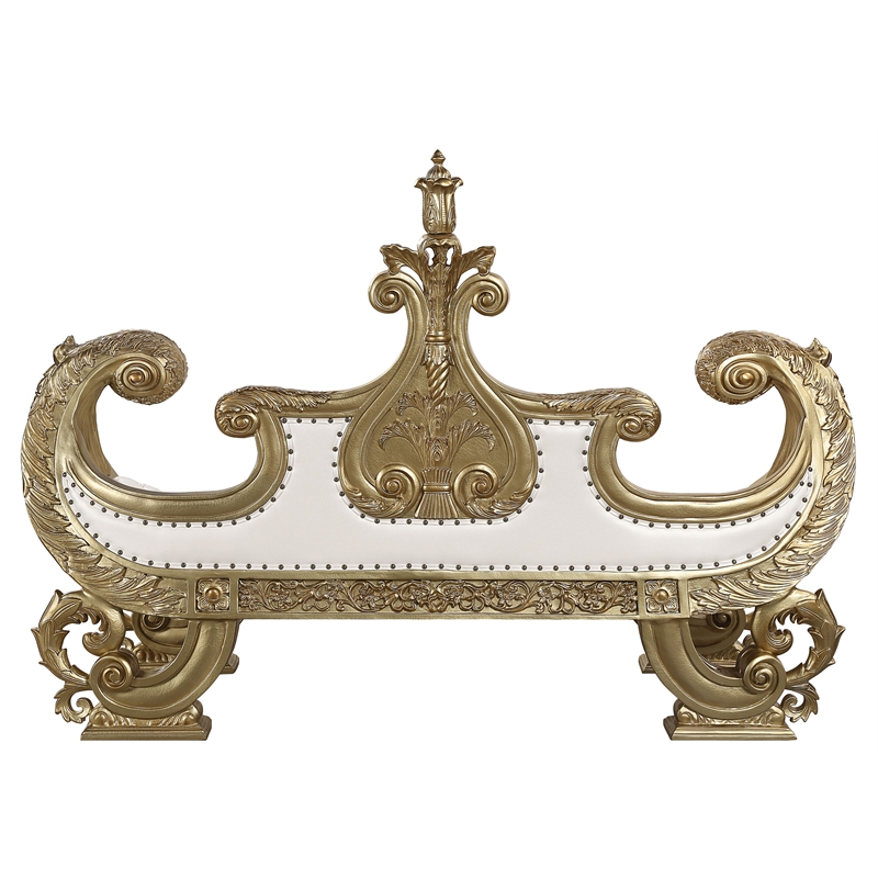 ACME Bernadet Wooden Upholstered Tufted Bench in Gold