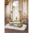 ACME Bernadet Wooden Upholstered Tufted Bench in Gold