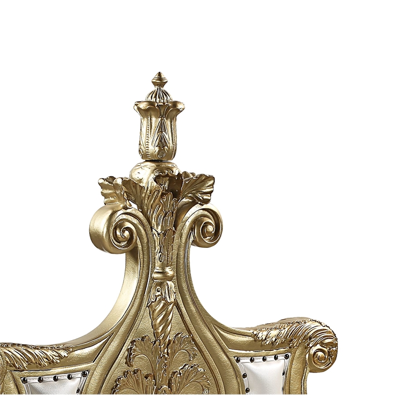 ACME Bernadet Wooden Upholstered Tufted Bench in Gold