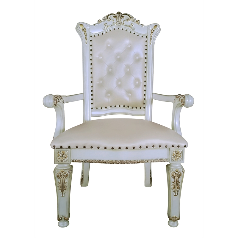 ACME Vendome Wooden Executive Office Chair in Antique Pearl
