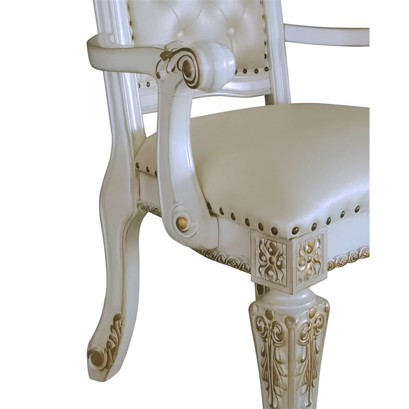 ACME Vendome Wooden Executive Office Chair in Antique Pearl