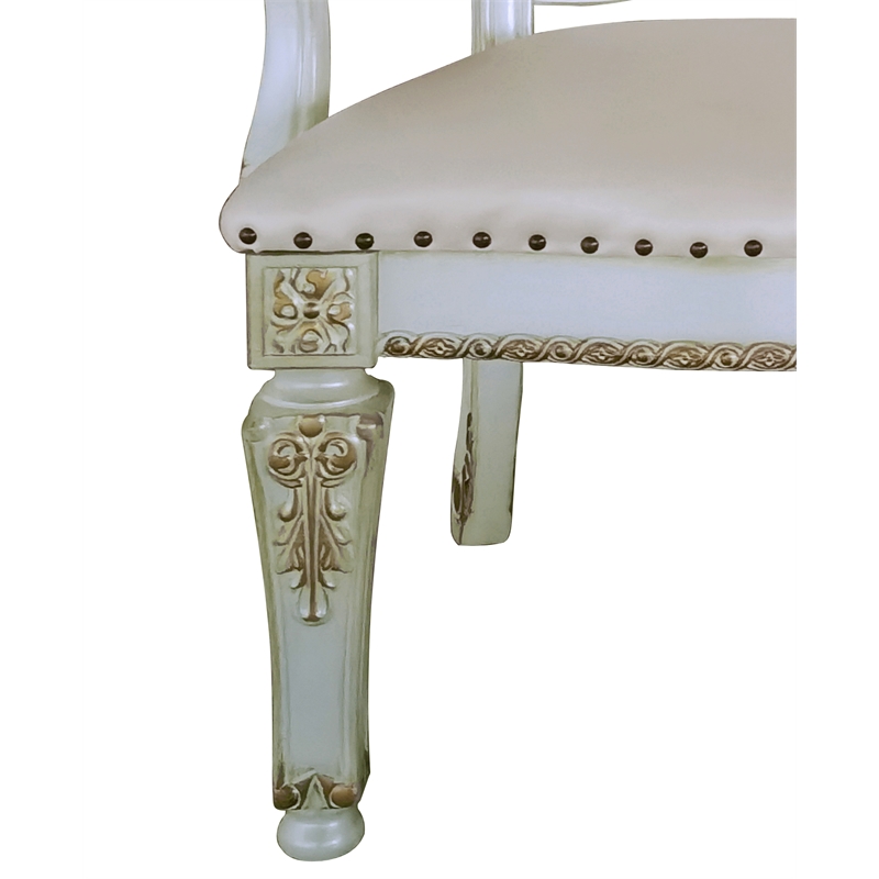 ACME Vendome Wooden Executive Office Chair in Antique Pearl
