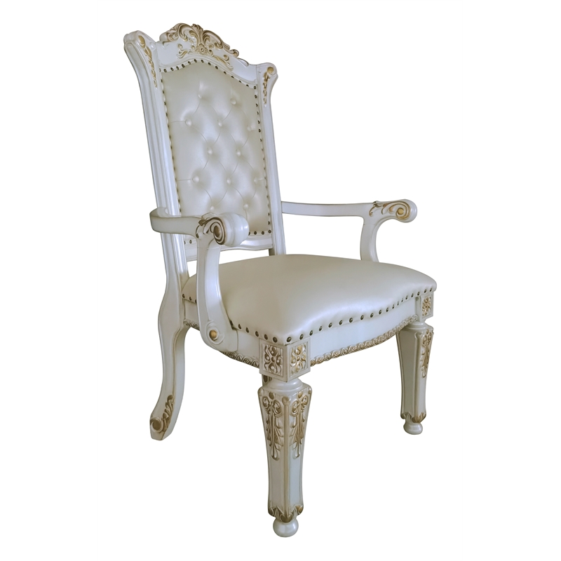 ACME Vendome Wooden Executive Office Chair in Antique Pearl