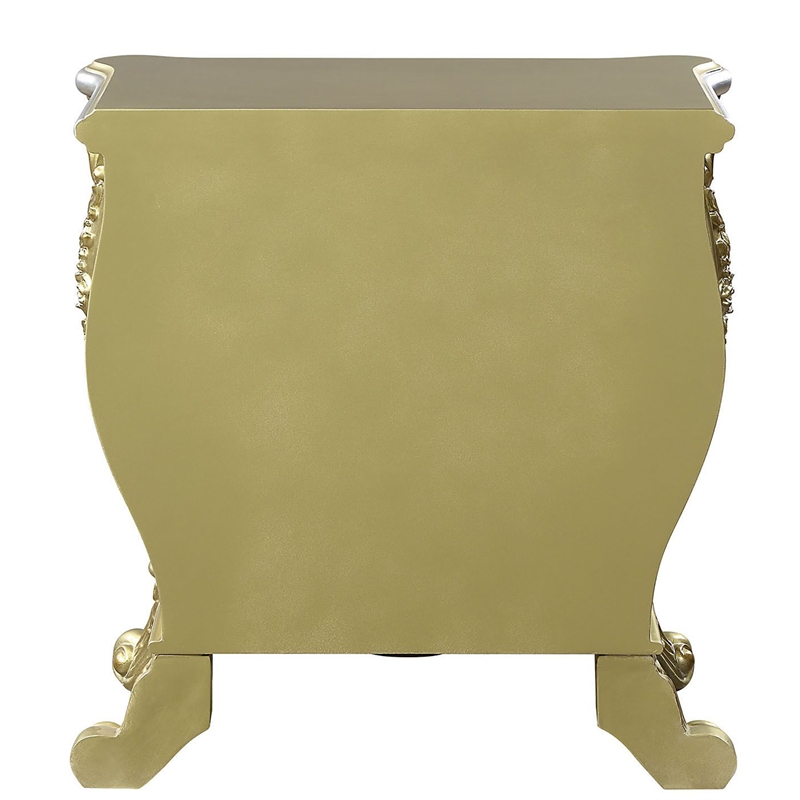 ACME Cabriole Wooden 3-Drawer Nightstand in Gold