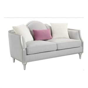ACME Furniture Kasa Contemporary Fabric Loveseat with 3 Pillows in Beige