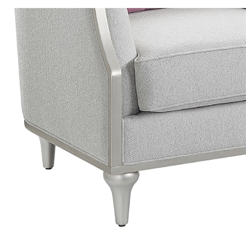 ACME Furniture Kasa Contemporary Fabric Chair with Accent Pillow in Beige
