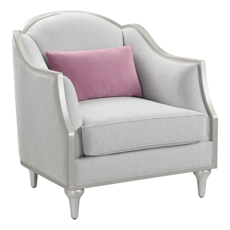 ACME Furniture Kasa Contemporary Fabric Chair with Accent Pillow in Beige