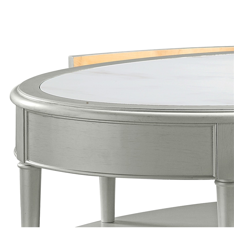 ACME Furniture Kasa Wood Coffee Table with Drawer in Sintered Stone/Champagne