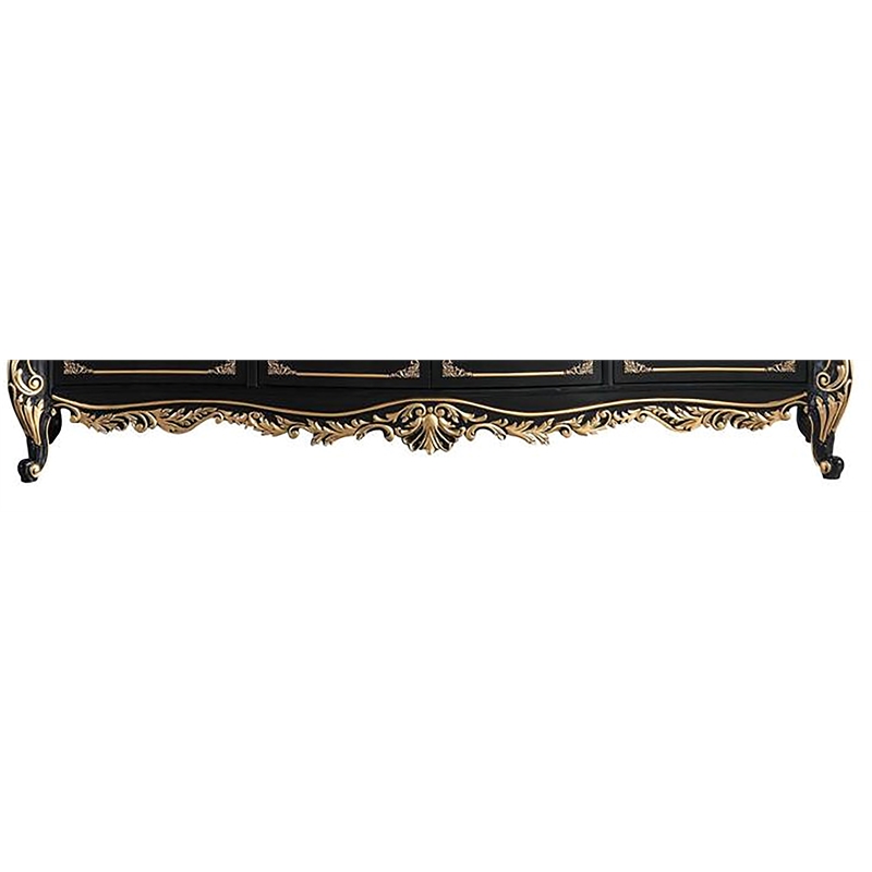 ACME Furniture Betria Rectangular 4-Door Wood Console Table in Gold & Black