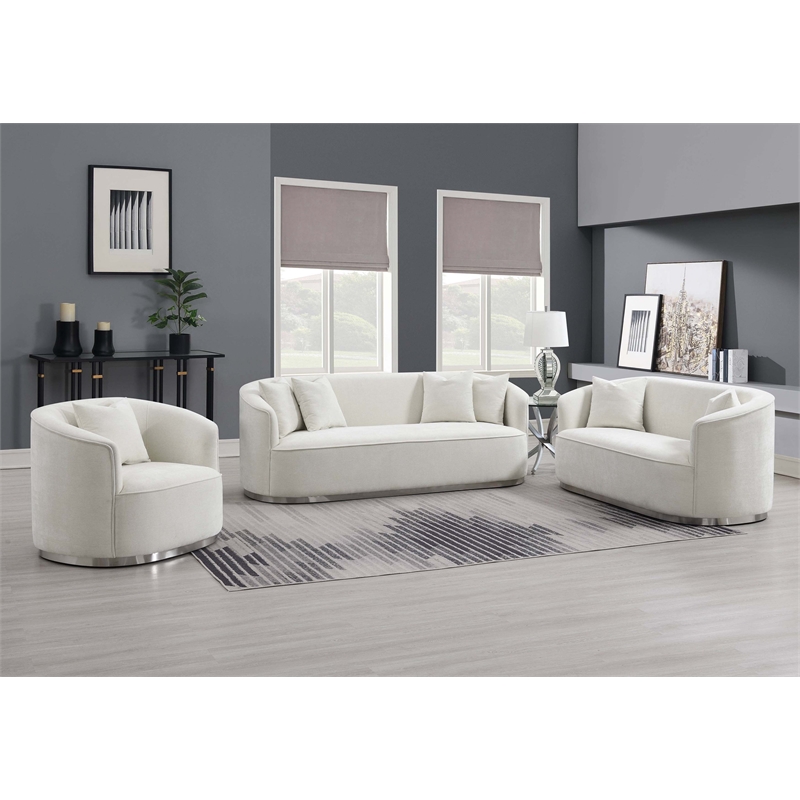 ACME Furniture Odette Upholstered Chenille Loveseat with 2 Pillows in Beige