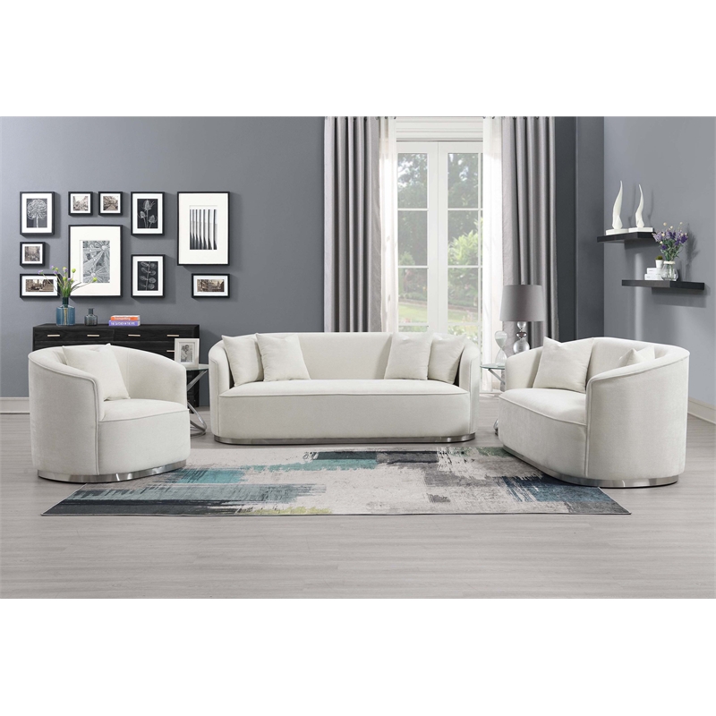 ACME Furniture Odette Upholstered Chenille Loveseat with 2 Pillows in Beige