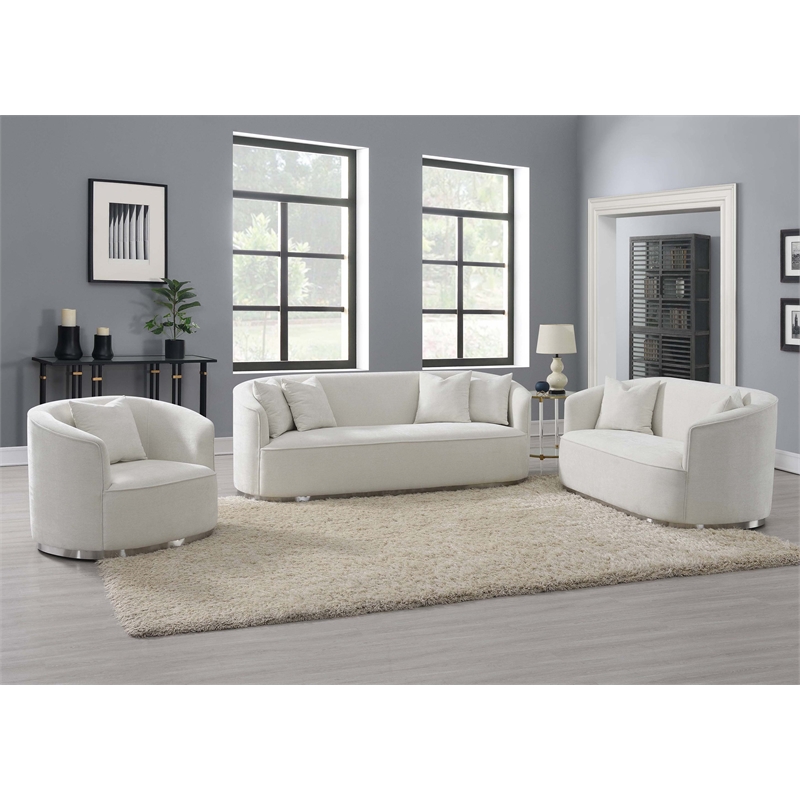 ACME Furniture Odette Upholstered Chenille Loveseat with 2 Pillows in Beige