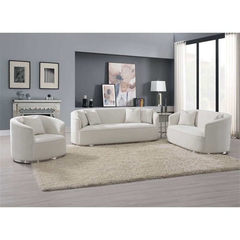ACME Furniture Odette Upholstered Chenille Loveseat with 2 Pillows in Beige