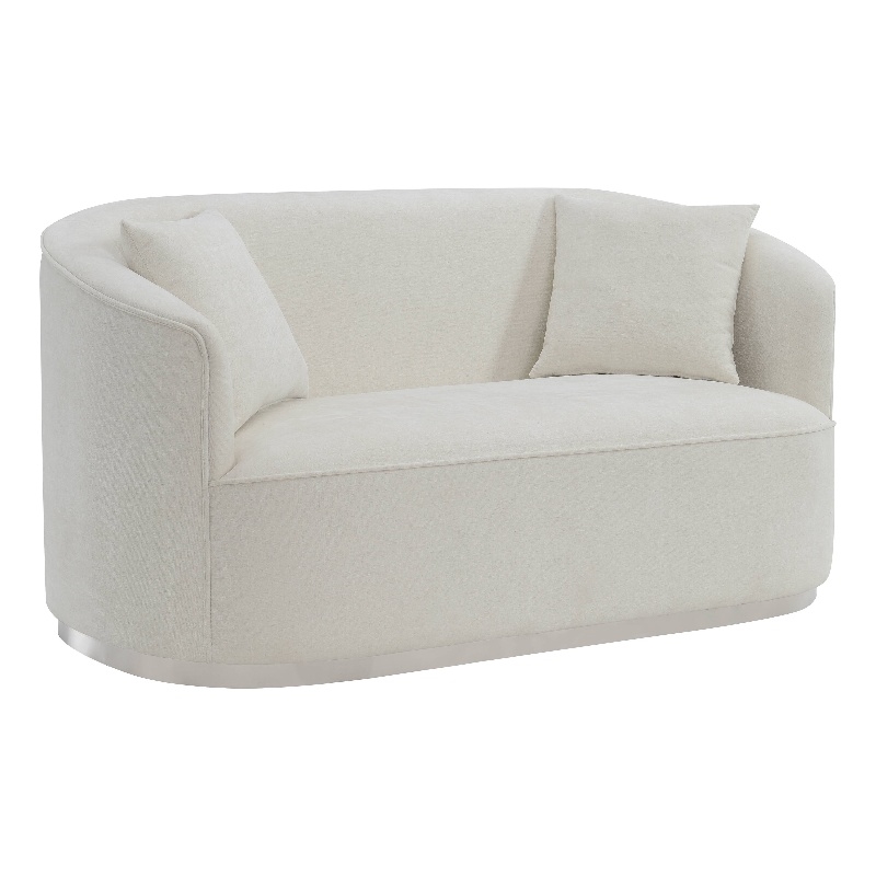 ACME Furniture Odette Upholstered Chenille Loveseat with 2 Pillows in Beige