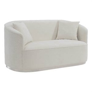 ACME Furniture Odette Upholstered Chenille Loveseat with 2 Pillows in Beige