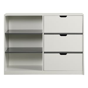 ACME Ratana 3-Drawer Contemporary Wood Cabinet in White/Gray