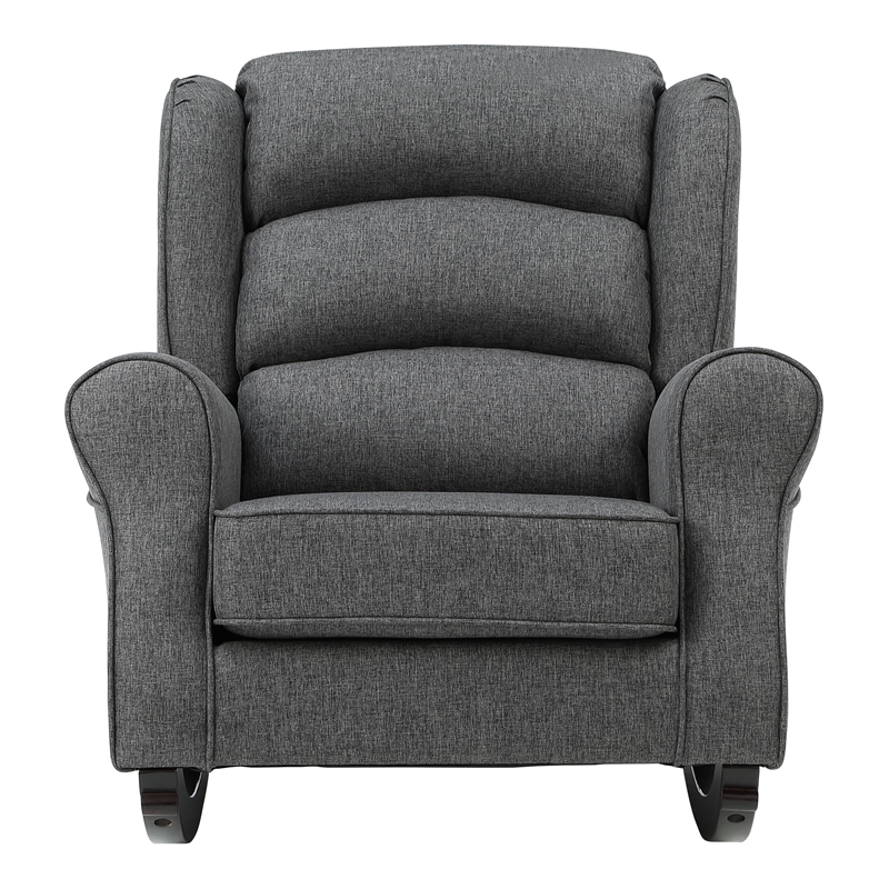 ACME Furniture Fabien Upholstered Fabric & Wood Rocking Chair in Gray