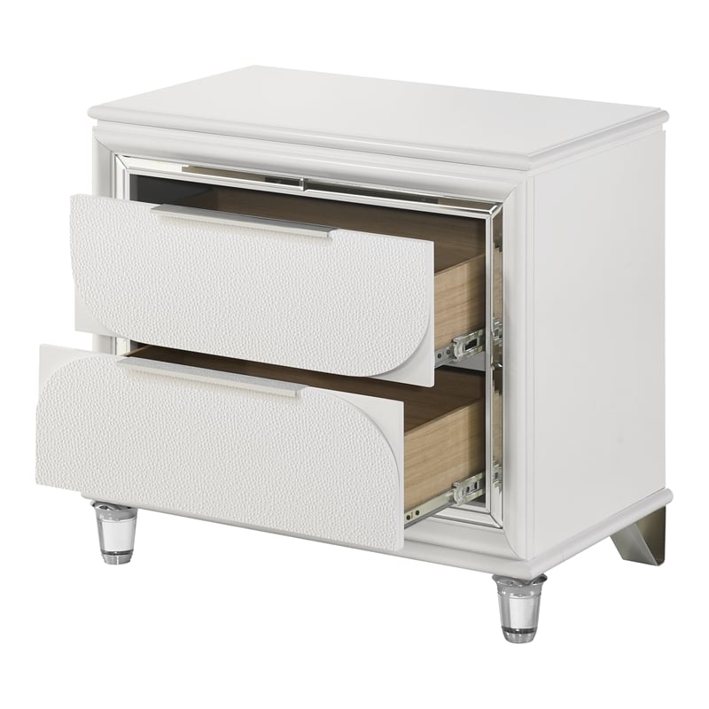 ACME Tarian 2-Drawer Contemporary Wood Nightstand in Pearl White