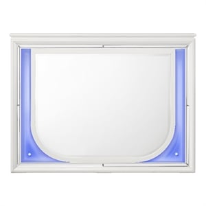 ACME Tarian Rectangular Wooden Frame Mirror with LED in Pearl White