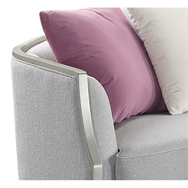 ACME Furniture Kasa Contemporary Fabric Sofa with 5 Accent Pillows in Beige