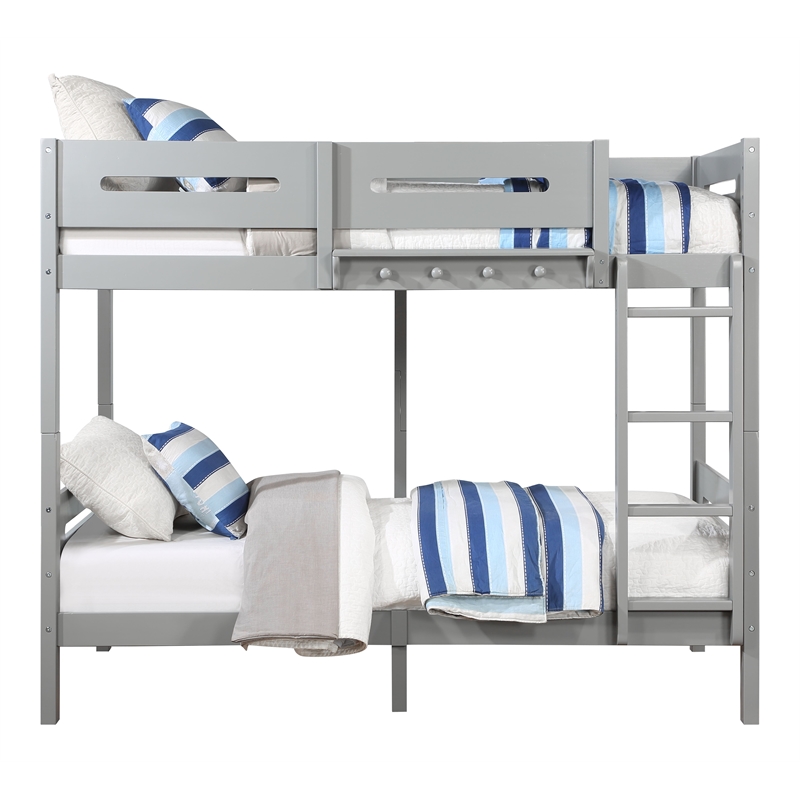 ACME Edah Transitional Wooden Frame Twin over Twin Bunk Bed in Gray