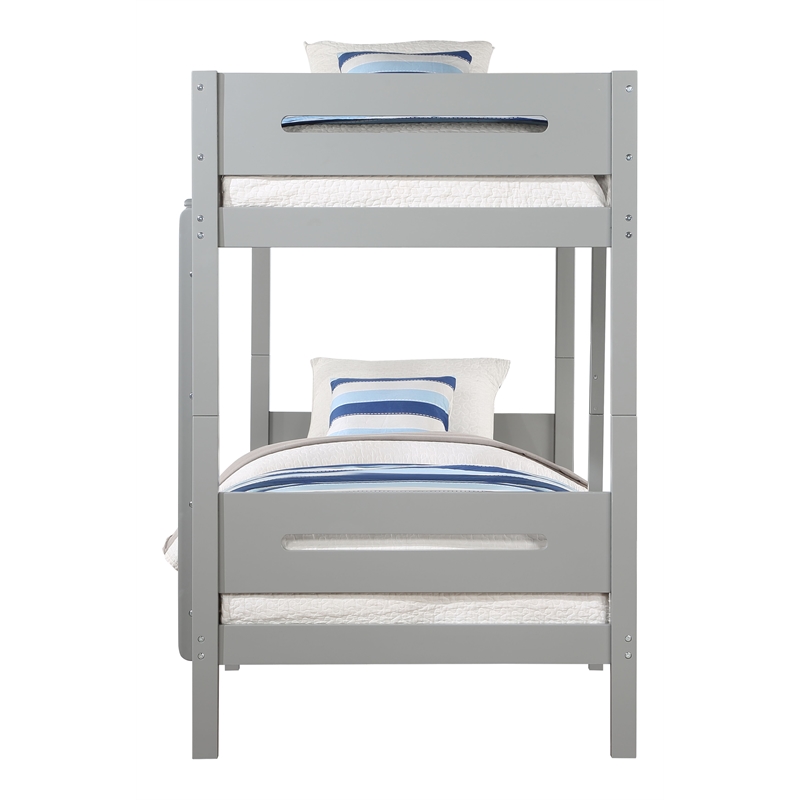 ACME Edah Transitional Wooden Frame Twin over Twin Bunk Bed in Gray