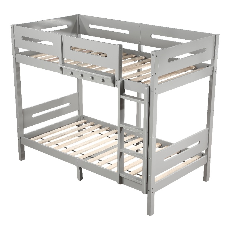 ACME Edah Transitional Wooden Frame Twin over Twin Bunk Bed in Gray