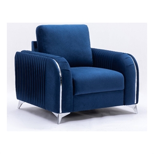 ACME Wenona Contemporary Velvet Upholstered Wood Frame Chair in Blue
