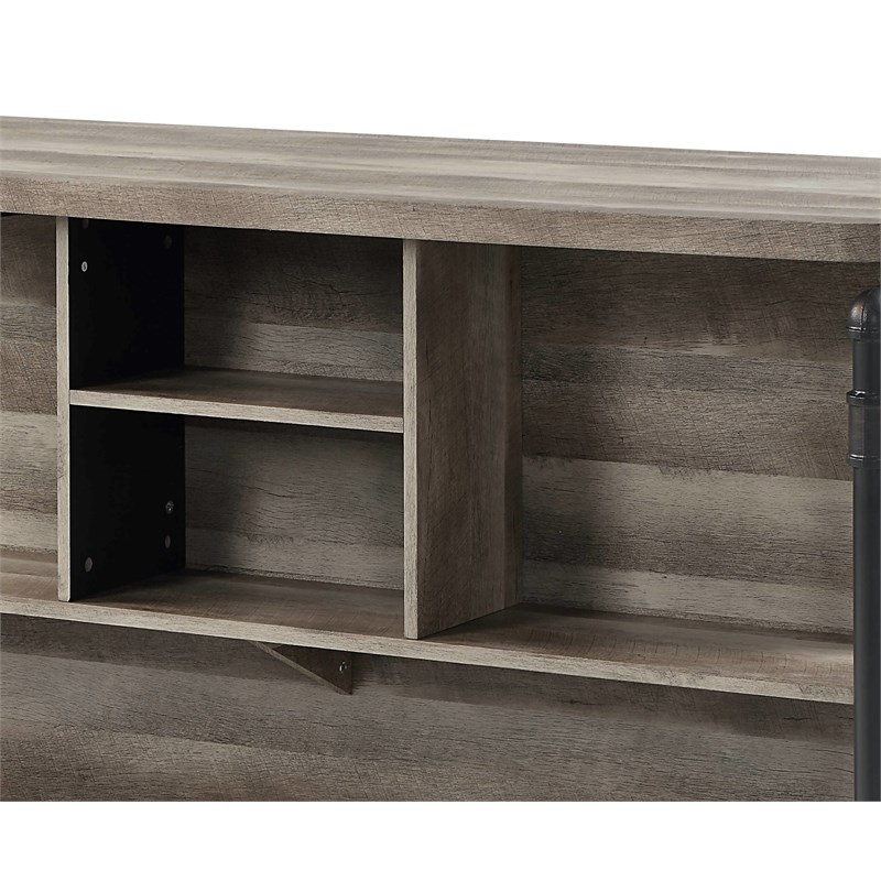 ACME Edina Wooden 5 Shelves Kitchen Island in Antique Oak and Sandy Gray