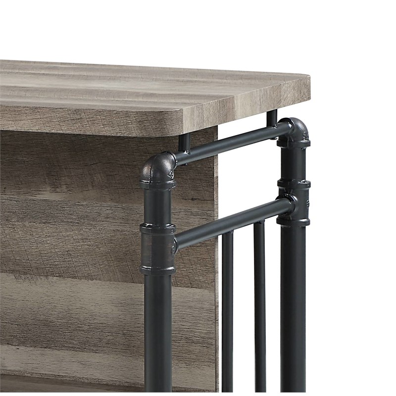 ACME Edina Wooden 5 Shelves Kitchen Island in Antique Oak and Sandy Gray