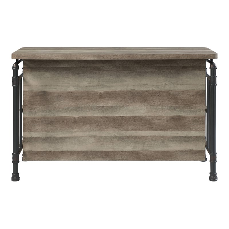 ACME Edina Wooden 5 Shelves Kitchen Island in Antique Oak and Sandy Gray