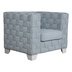 ACME Saree Chenille Upholstered Chair in Light Teal and White