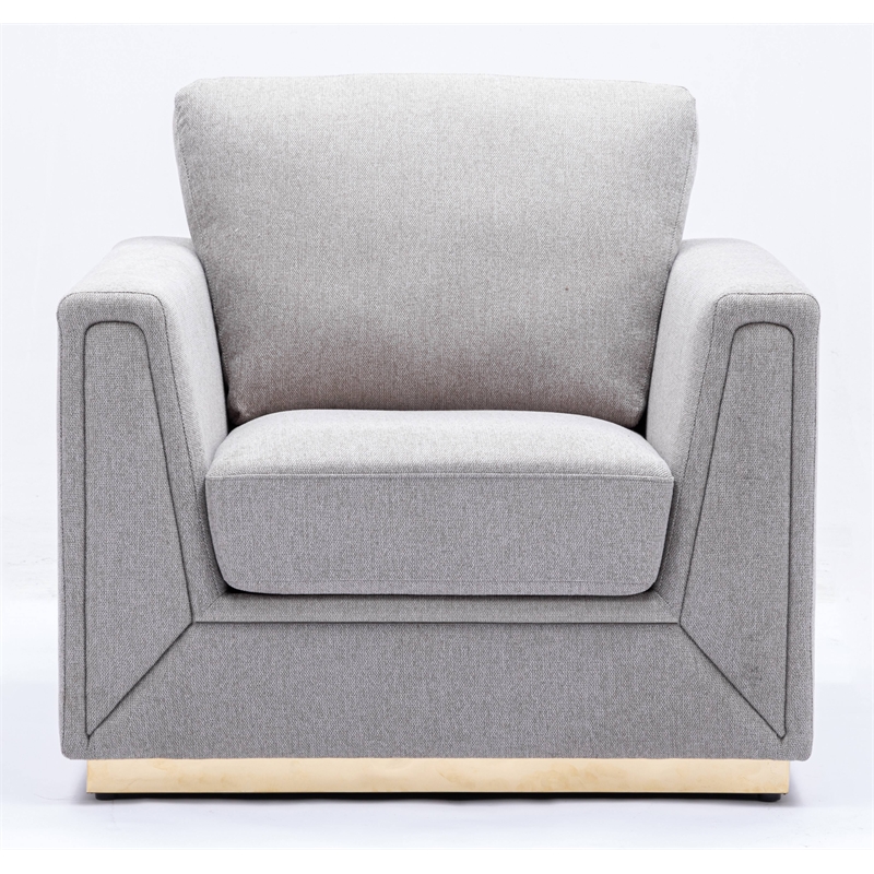 ACME Valin Contemporary Fabric Upholstered Squared Arm Chair in Gray