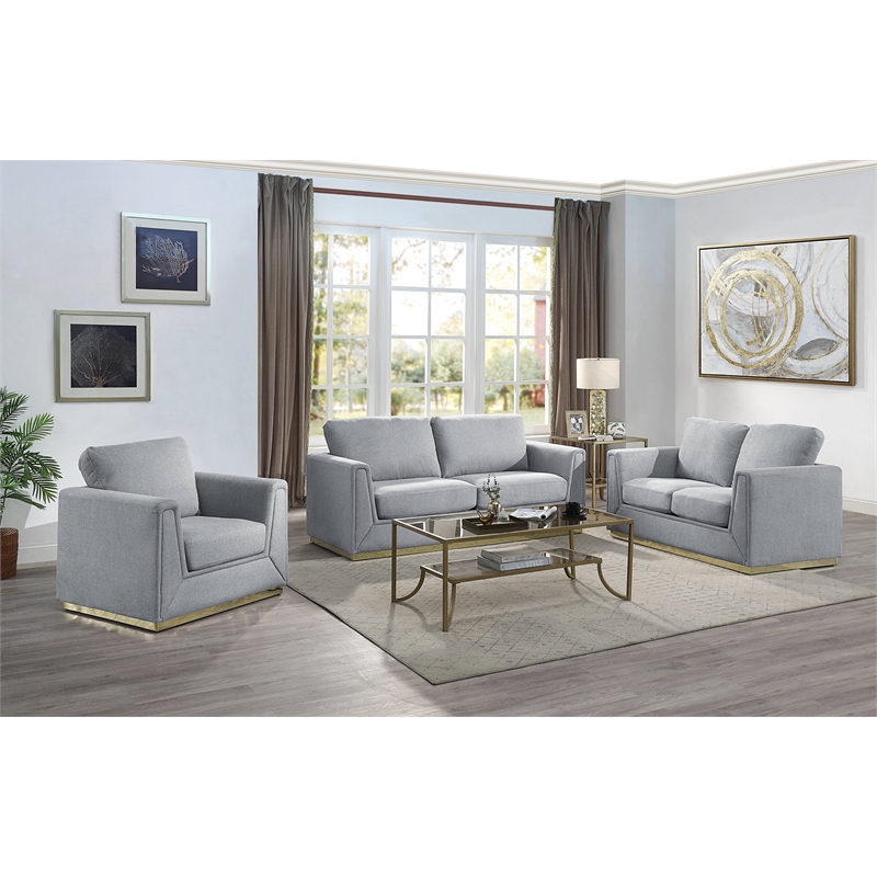ACME Valin Contemporary Fabric Upholstered Squared Arm Chair in Gray
