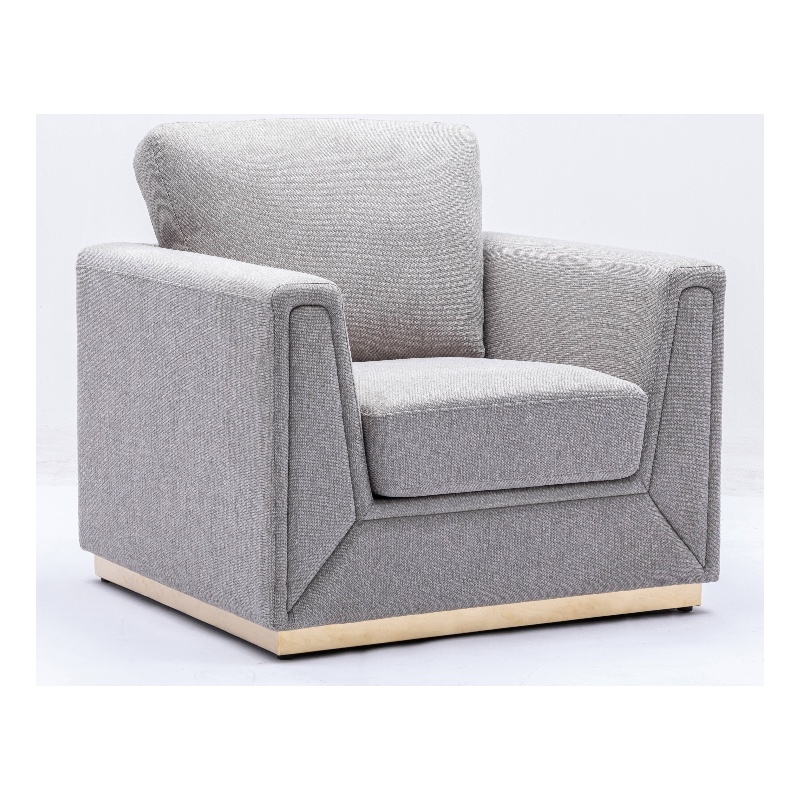ACME Valin Contemporary Fabric Upholstered Squared Arm Chair in Gray