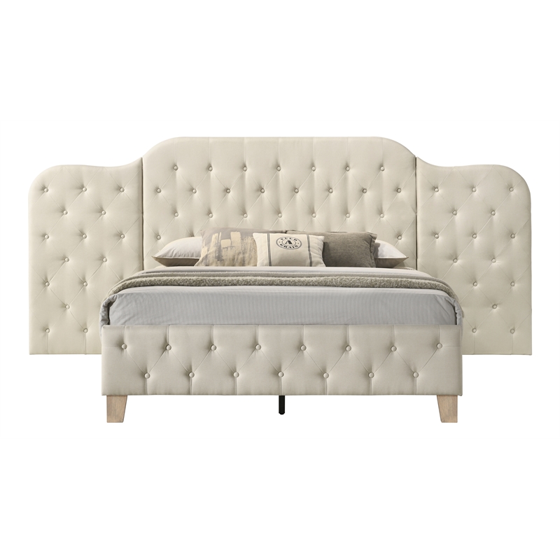 ACME Ranallo Contemporary Fabric Upholstered Queen Wall Bed in Beige