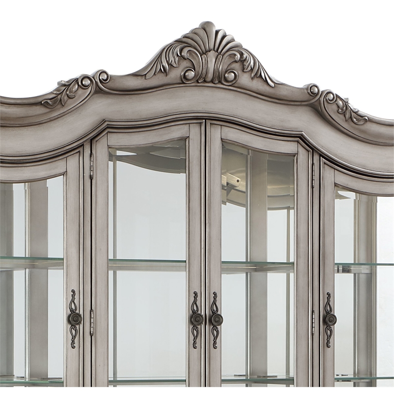 ACME Ariadne Transitional Wood Hutch & Buffet in Antique Platinum Silver
