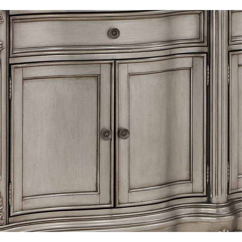 ACME Ariadne Transitional Wood Hutch & Buffet in Antique Platinum Silver