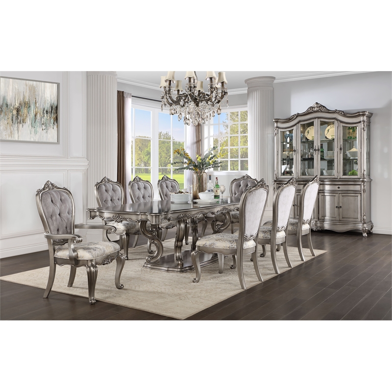 ACME Ariadne Transitional Wood Hutch & Buffet in Antique Platinum Silver