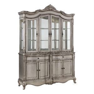 ACME Ariadne Transitional Wood Hutch & Buffet in Antique Platinum Silver