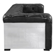 ACME Brancaster Transitional Top Grain Leather Upholstered Tufted Sofa in Black