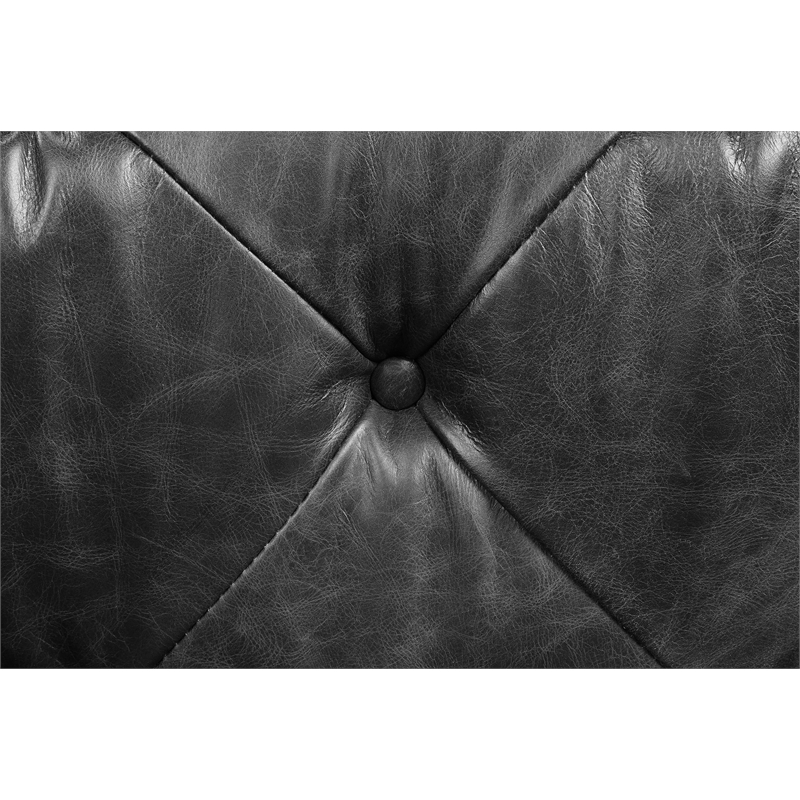 ACME Brancaster Transitional Top Grain Leather Upholstered Tufted Sofa in Black