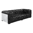 ACME Brancaster Transitional Top Grain Leather Upholstered Tufted Sofa in Black