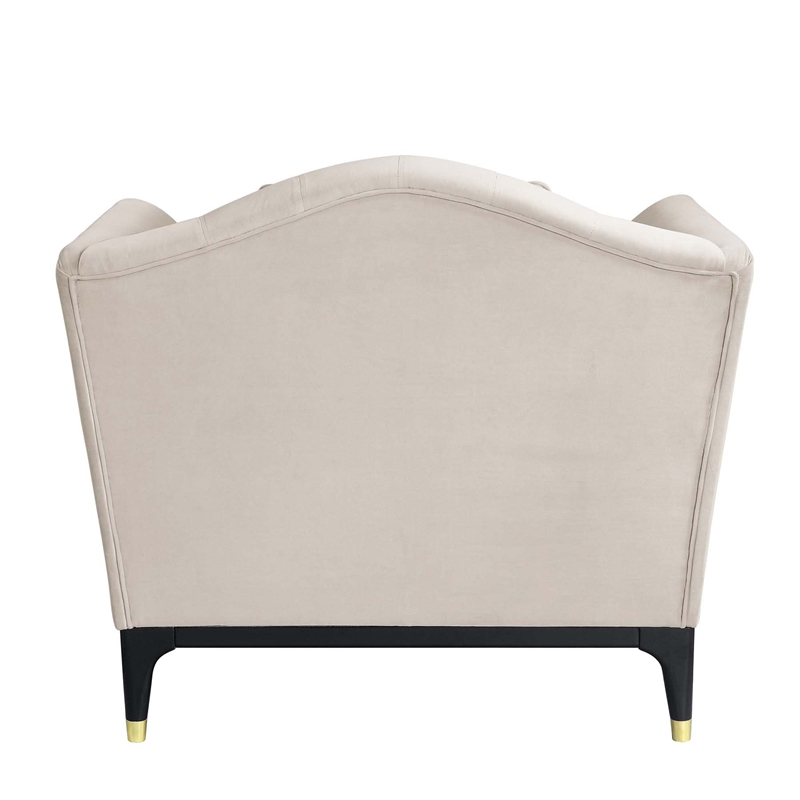 ACME Tayden Velvet Upholstered Tufted Chair with 3 Pillows in Beige/Black