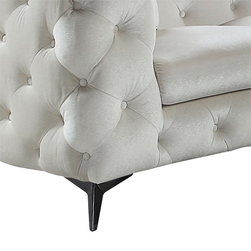 ACME Atronia Fabric Upholstered Tufted Sectional Sofa with 4 Pillows in Beige