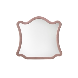 ACME Salonia Contemporary Velvet Upholstered/Wood Mirror in Pink