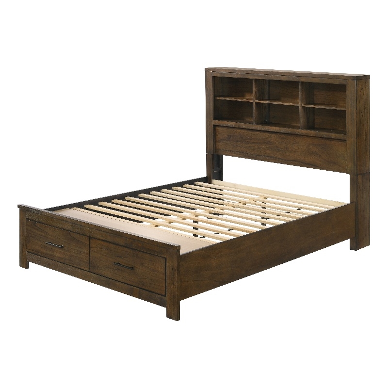 ACME Merrilee II Contemporary Solid Wood Eastern King Bed with Storage in Oak