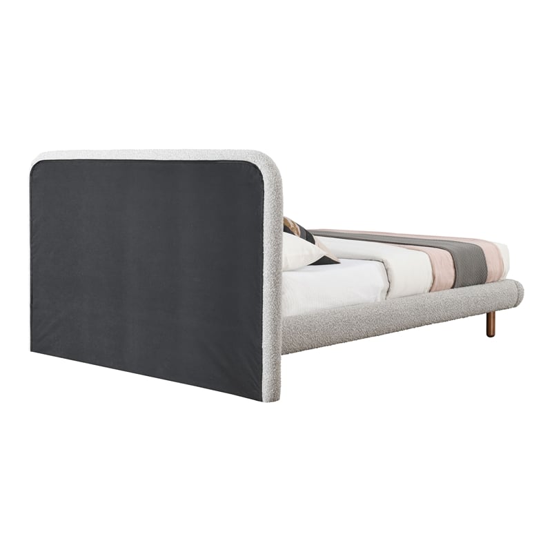 ACME Cleo Contemporary Boucle Fabric Upholstered Eastern King Bed in Gray